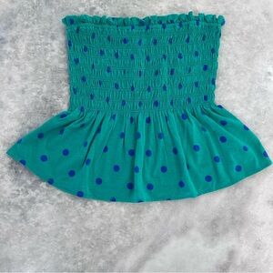 Lilly Pulitzer Peplum Tube Top Green & Blue Polka Dots Size Small